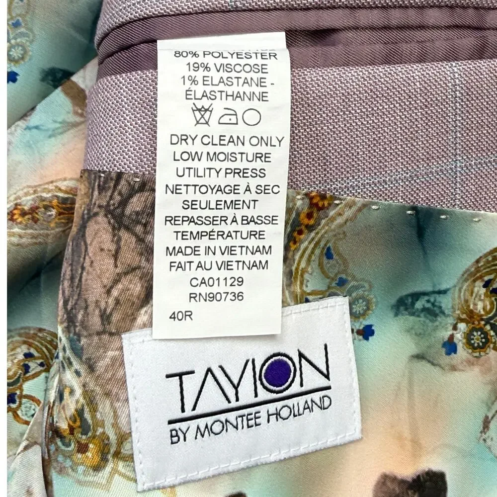 Tayion Collection Mens Regular-Fit Suit Jacket windowpane pink 40R $360